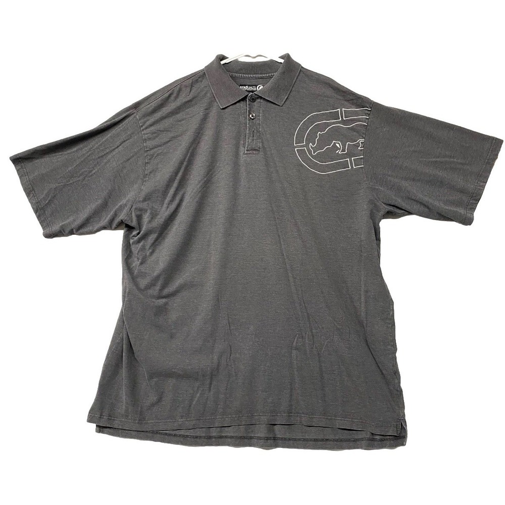 Ecko Unltd Polo Shirt Mens 4X Charcoal Gray Cotton Logo Tennis Golf Short Sleeve